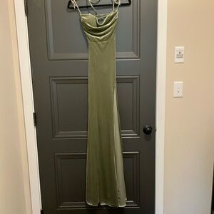 Olive Green Velvet Windsor Prom Dress